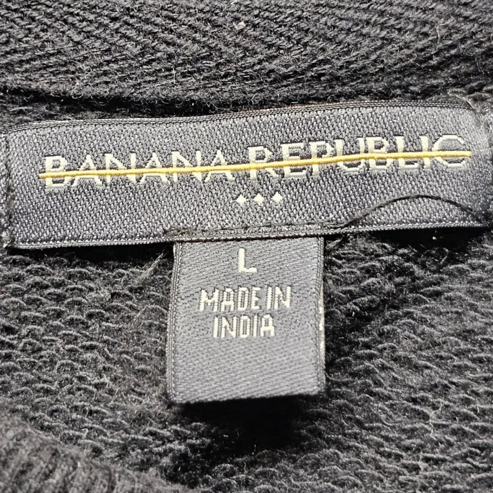 Banana Republic Mens Black Textured Star Logo Crewneck Sweatshirt Size Large